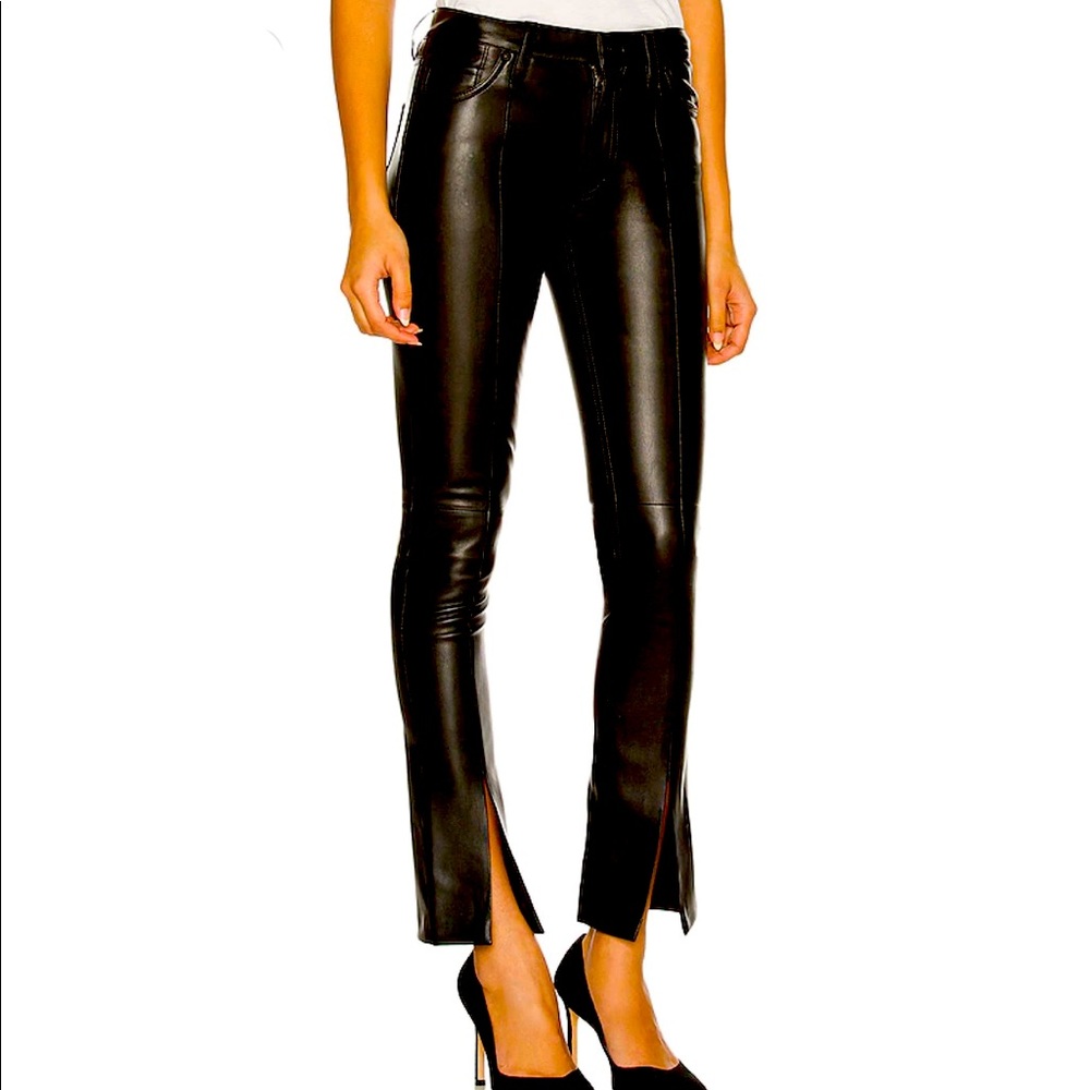 NWT HUDSON JEANS Barbara Faux Leather High Waist Straight Ankle in Black Beauty